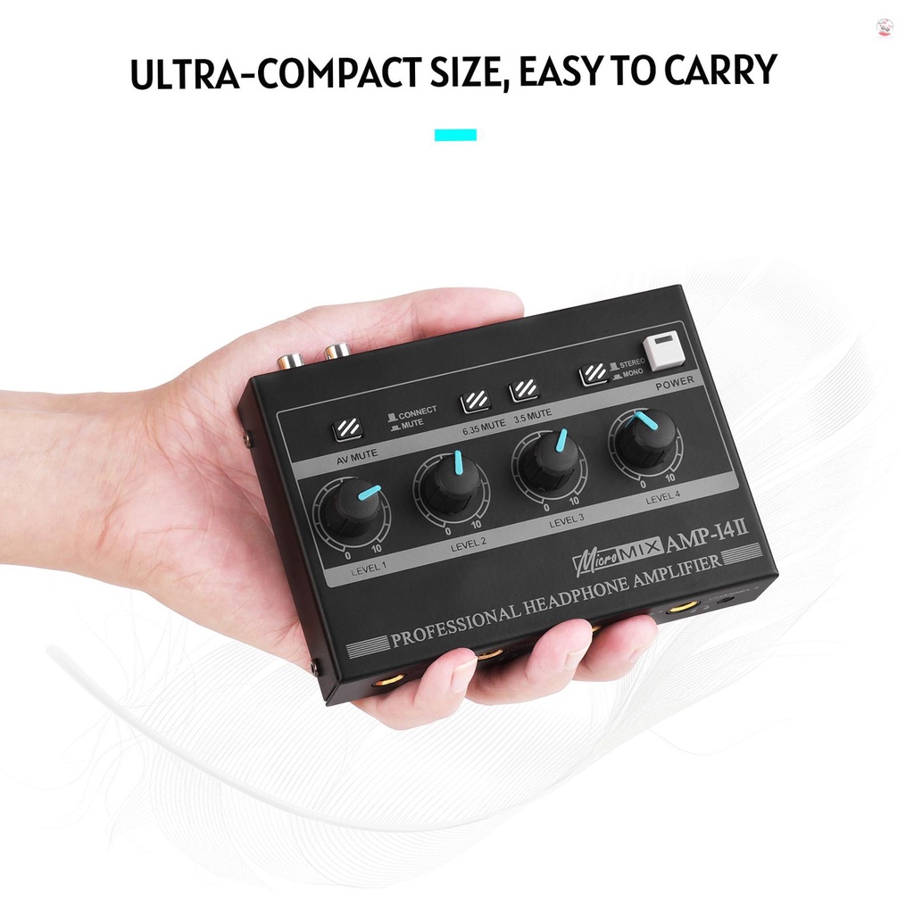 Bộ Khuếch Đại Âm Thanh Tai Nghe 4 Kênh Amp-14 RCA / 6.35mm / 3.5mm