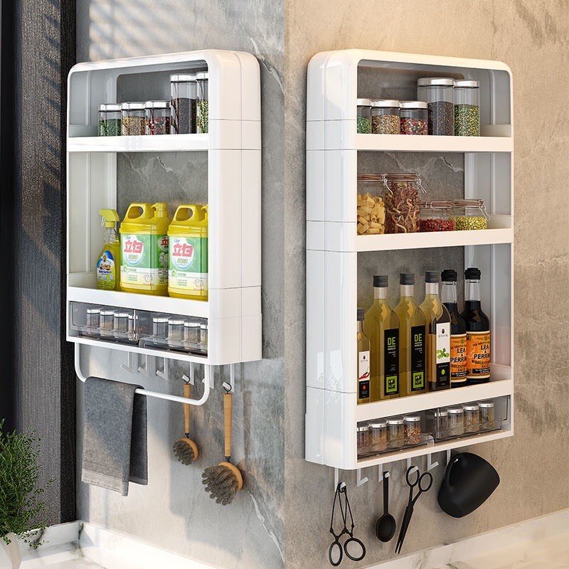 Kệ Đựng Gia Vị PiHouse Nhiều Tầng Gắn Tường Không Cần Khoan Đa Năng Cho Nhà Bếp