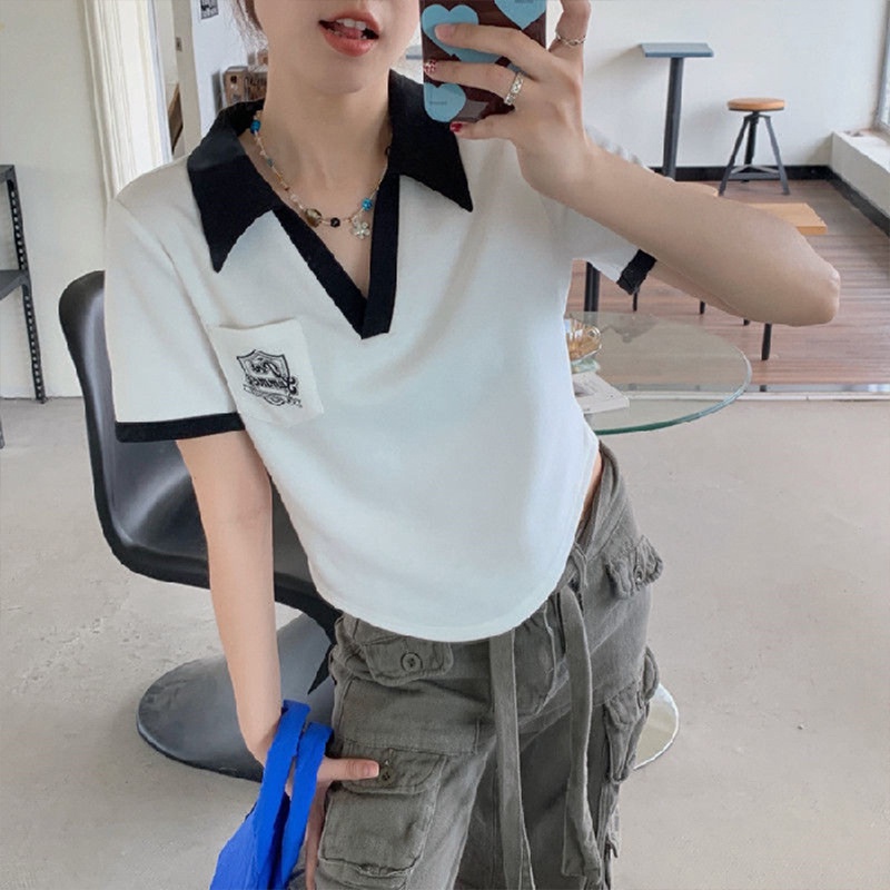 Áo Thun Ngắn Tay Cổ Chữ V Thời Trang Cho Nữ