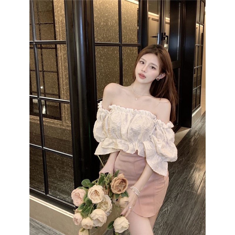 Áo Sơ Mi Trễ Vai Ngắn Mỏng Nhẹ Màu Trơn Kiểu Dáng Đẹp Mắt Cho Nữ