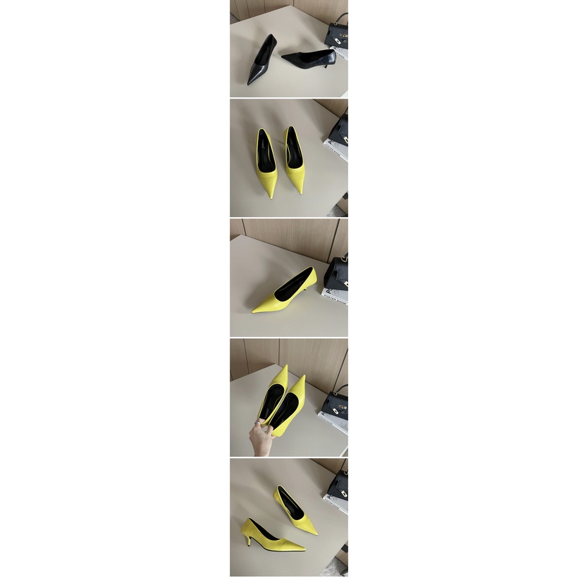 Giày Cao Gót 1.57 Inch Mũi Nhọn Chất Liệu Da Mềm Thời Trang Cho Nữ