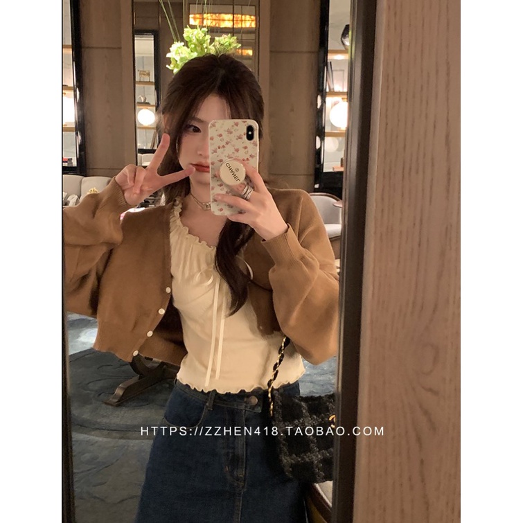 Áo Khoác Cardigan Dệt Kim Dáng Rộng Phong Cách Hàn Quốc Có 4 Màu Lựa Chọn