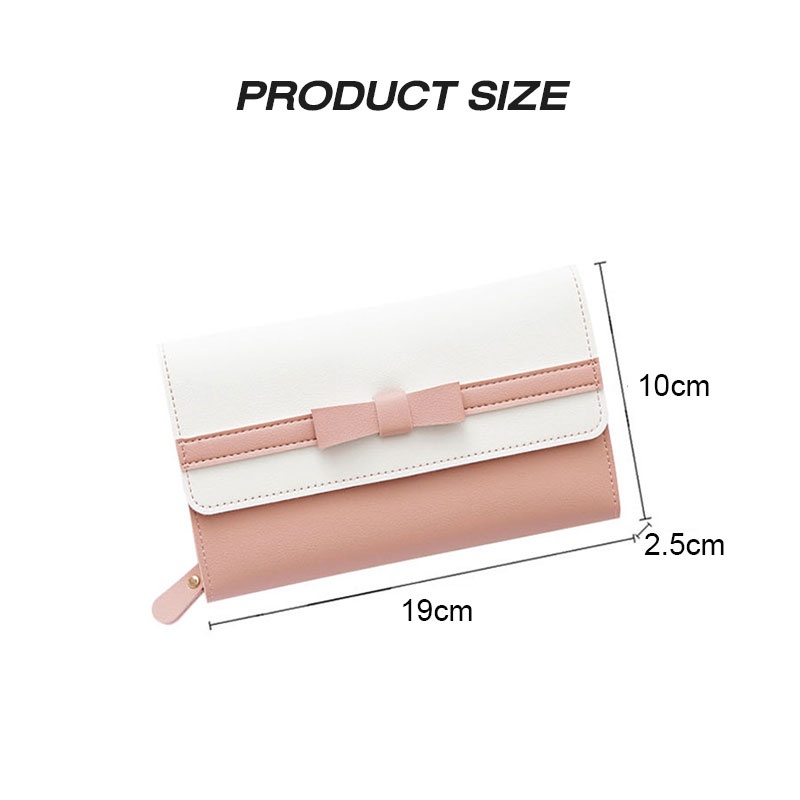 Ví Dài Cầm Tay Có Khóa Kéo Và Nhiều Ngăn Đựng Thẻ Sức Chứa Lớn Họa Tiết Nơ Trái Tim Nữ Tính Mới Cho Nữ