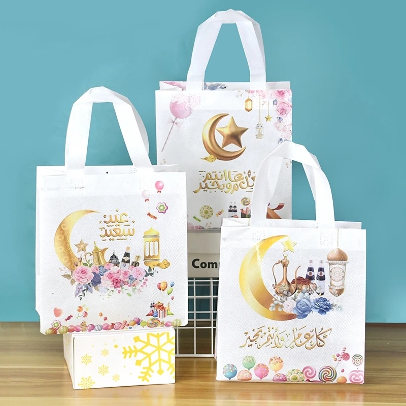 Túi Tote Bằng Vải Không Dệt Họa Tiết Trăng Sao Eid Mubarak Làm Quà Tặng / Lễ Hội Hồi Giáo