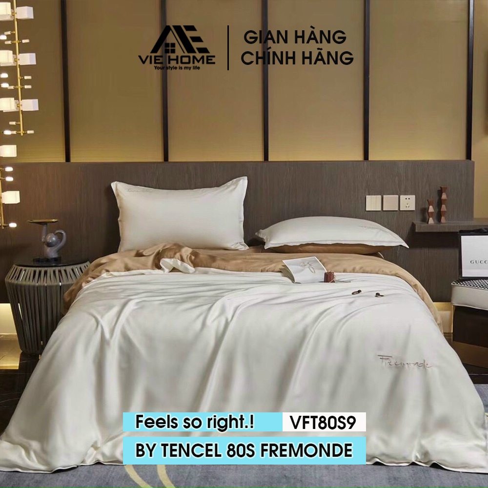 Bộ chăn ga gối Lụa Tencel 80S Freemonde  VIE HOME - Bedding cao cấp full hộp nhập khẩu sang trọng đẳng cấp M6/M8