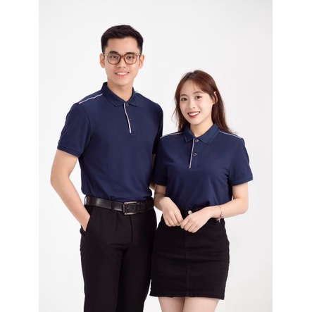 Áo Polo Unisex Hải Anh - Đồng Phục Công Sở Thiết Kế Đơn Giản Màu Xanh Đen 16 - HA01
