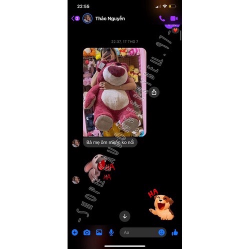 Gấu bông thơm dâu tây Lotso Bear ToyStory3 chính hãng Disney tặng kèm túi hãng