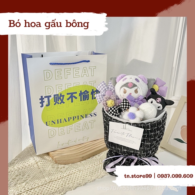 Hoa bó gấu bông TẶNG kèm đèn, túi giấy, thiệp thích hợp quà tặng sinh nhật, 14/2, 8/3, anniversary