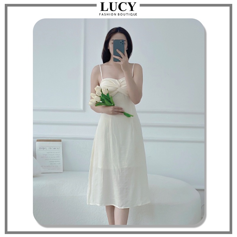 Đầm Maxi V30267, Thiết Kế Xoắn Ngực Phối Hai Day Quyến Rũ, Vải Đũi Nhăn Cao Cấp