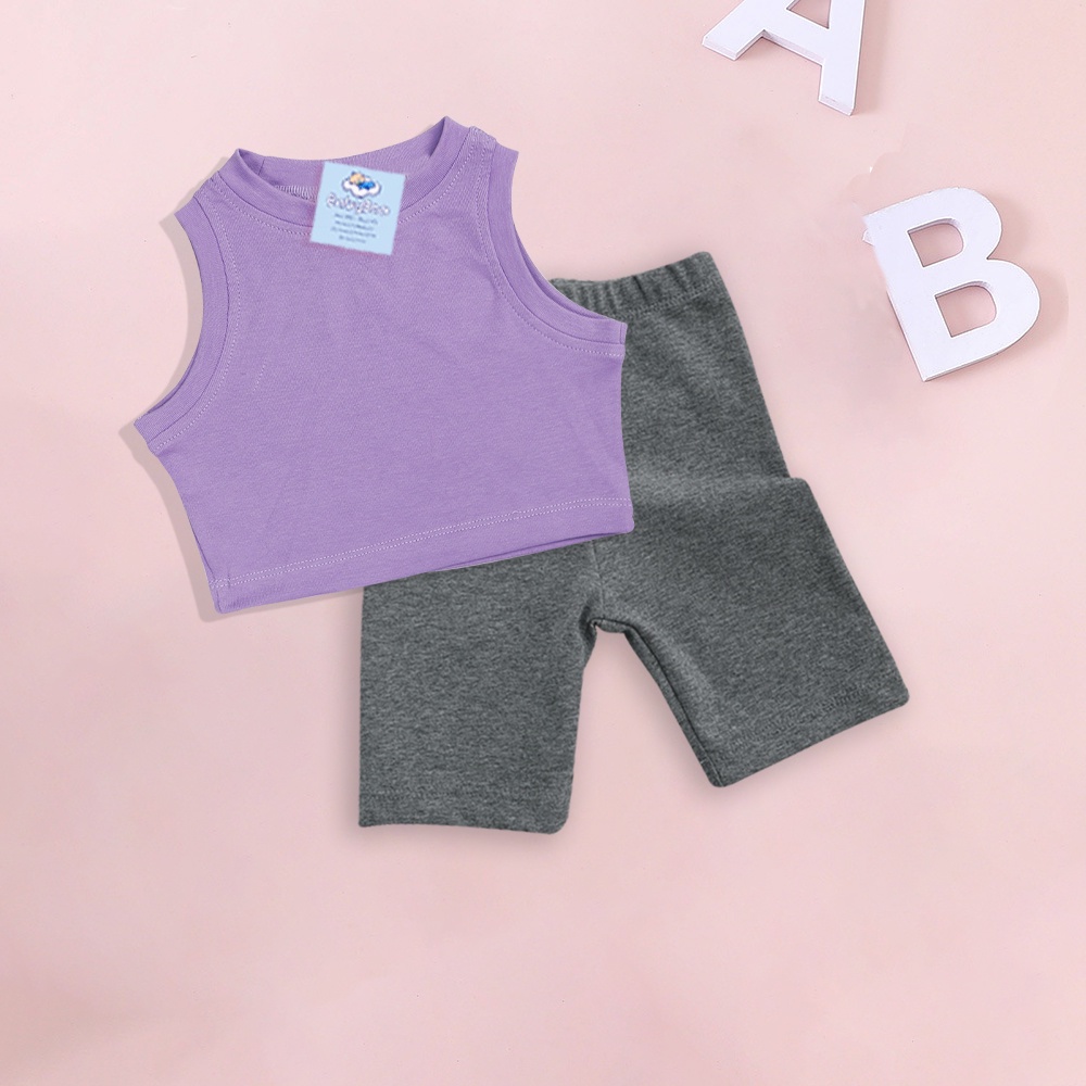 Quần Legging Đùi Áo Croptop Sát Nách Bé Gái Co Dãn 4 Chiều, Thoáng Mát Thấm Hút Mồ Hôi - BabyBoo - PiBo