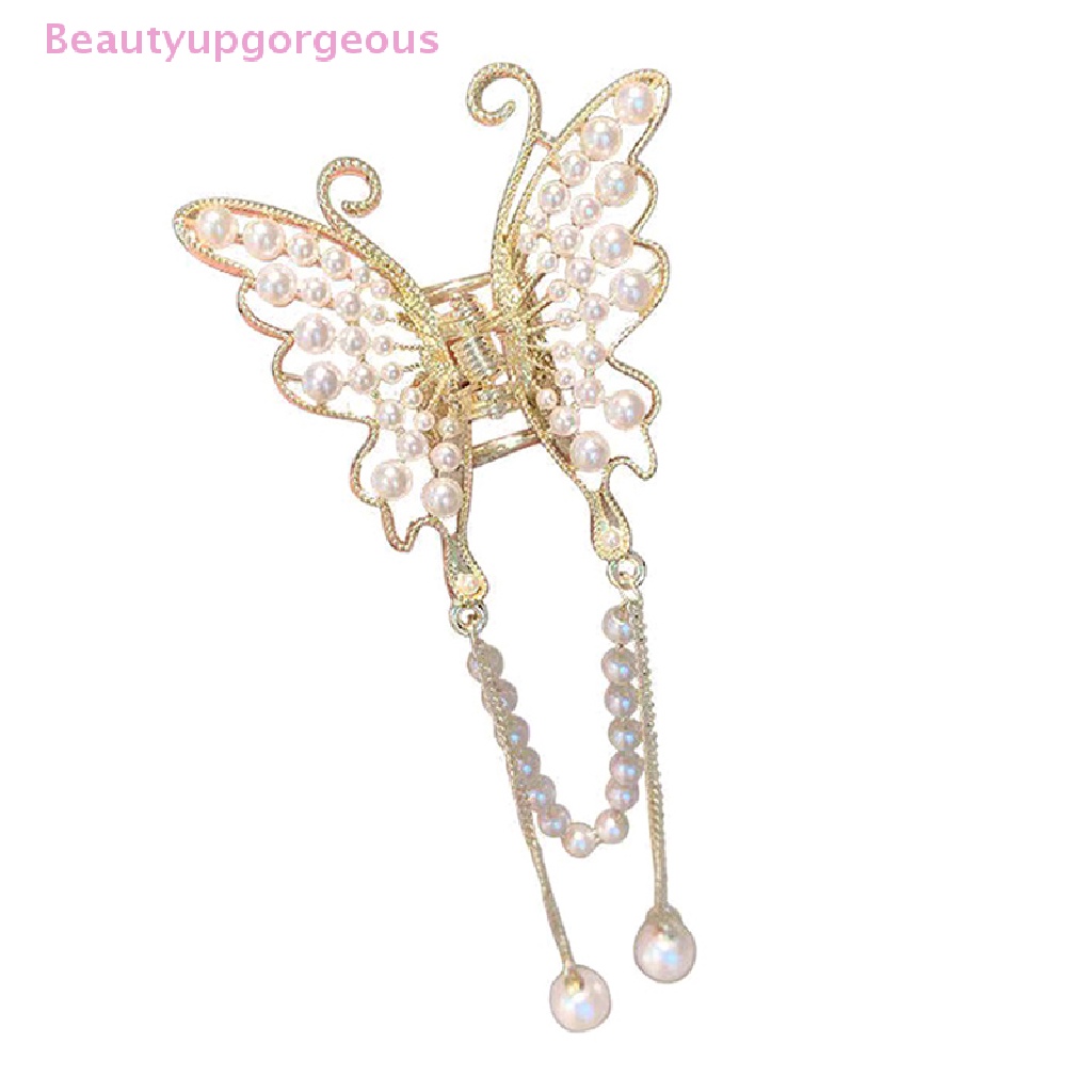 Kẹp Tóc Hình Bướm Đính Đá Ngọc Trai Giả Xinh Xắn Cho Nữ