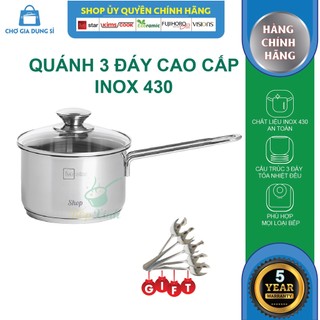 Nồi nấu cháo bột Fivestar 3 đáy bếp từ nắp kính 14cm , tặng 5 muỗng ăn