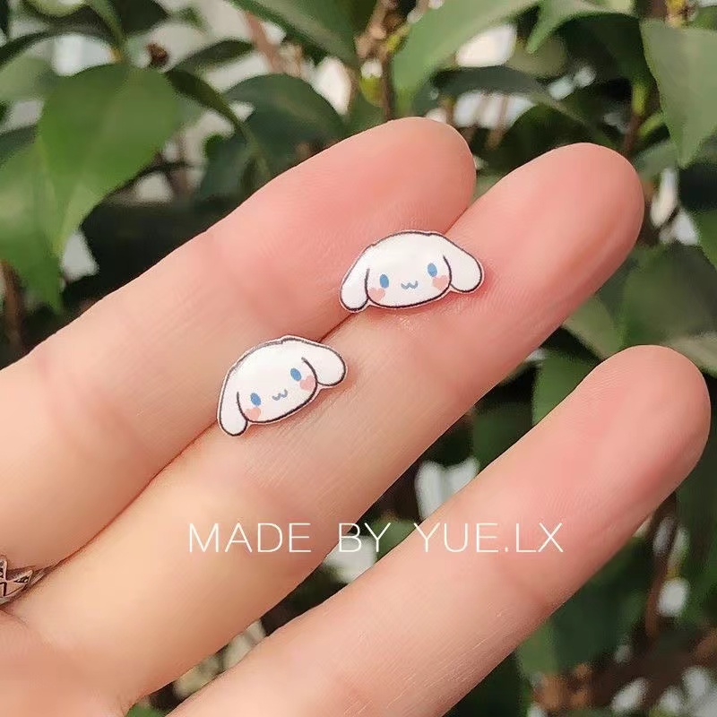 Khuyên Tai Bạc Kuromi Hình Tai Mèo Dễ Thương Đơn Giản Chống Lộ Cho Nữ