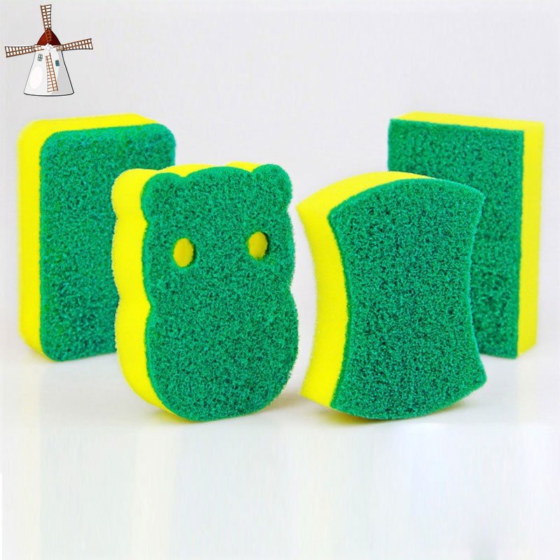 Miếng Bọt Biển Rửa Chén Cầm Tay Màu Xanh Lá Và Vàng Giá Rẻ Sáng Bóng CFH
