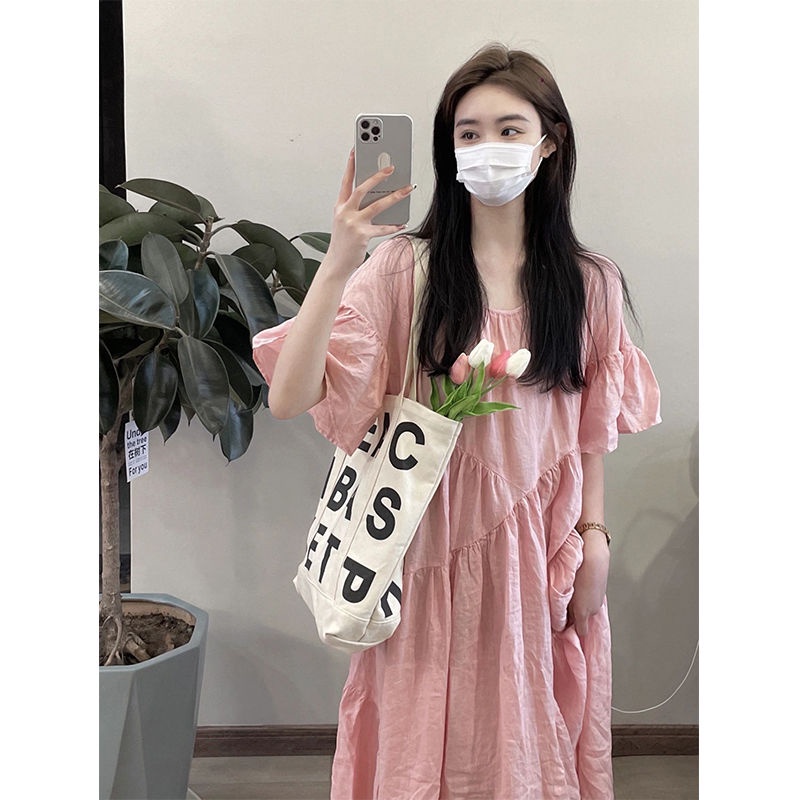 [Giao Ngay] Đầm Bầu Dáng Rộng Phong Cách Retro Pháp Thanh Lịch Mùa Hè Size Lớn Obesity