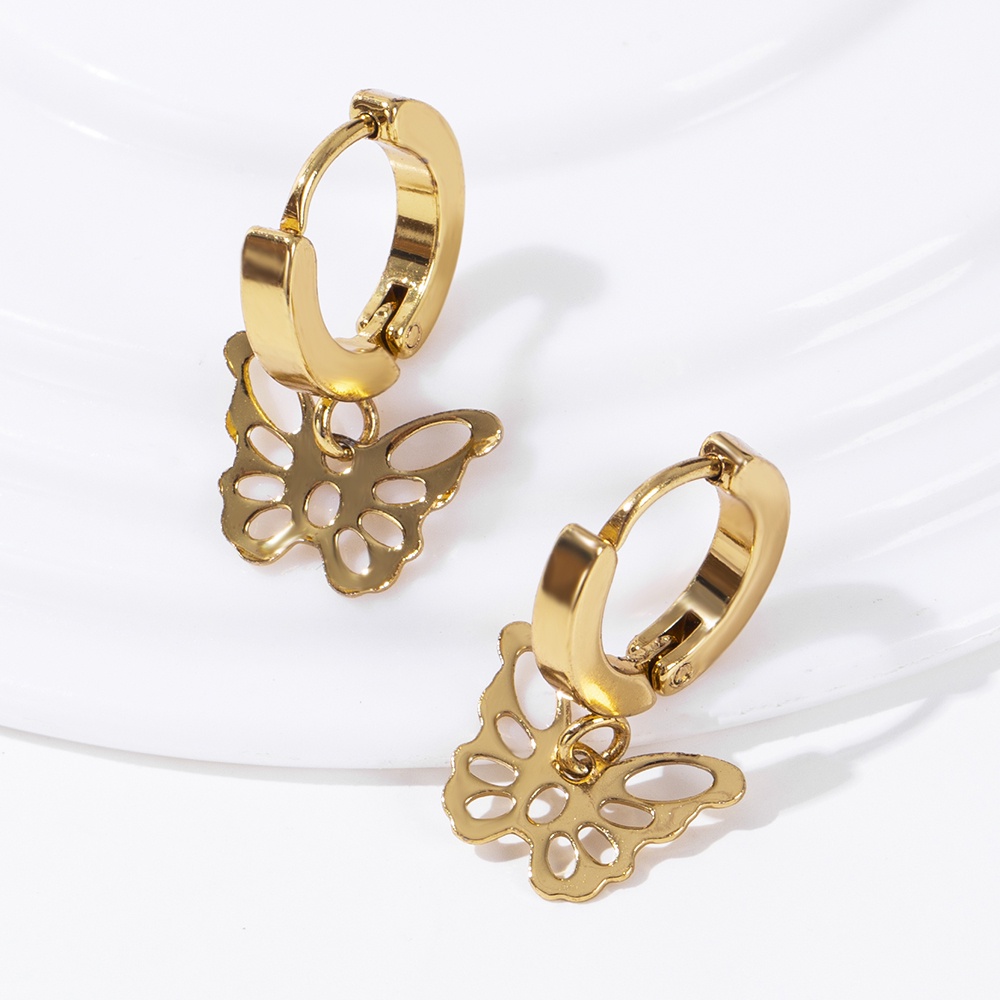 Bông Tai Mạ Vàng 18K Hình Bươm Bướm Dễ Thương Không Gây Dị Ứng Thời Trang Cho Nữ