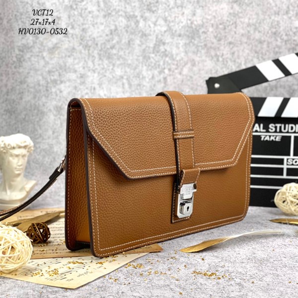 Clutch - Ví cầm tay nam nữ khóa số cao cấp Da bò HERMES VCT12