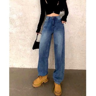 Quần jeans suông xanh đậm siêu hack dáng, quần suông , quần jeans màu xanh