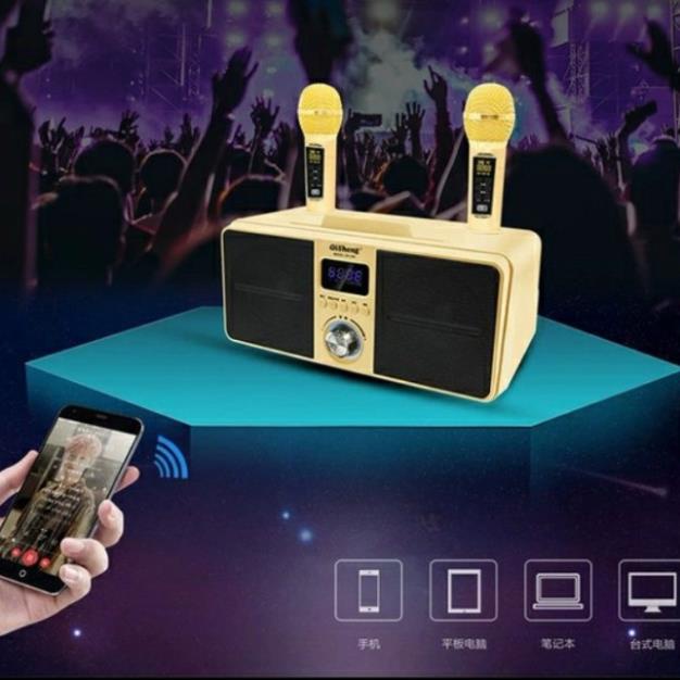 LOA KARAOKE SD309 Công Suất Lớn Kèm 2 Micro Không Dây Chỉnh ECHO, VOLUME