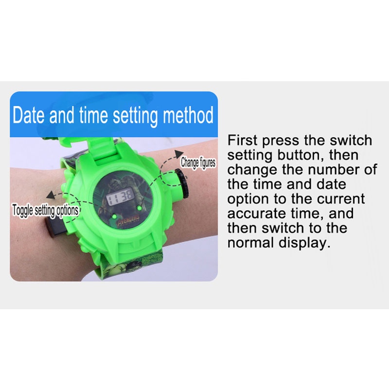 Đồng Hồ Chiếu Kỹ Thuật Số Nắp Lật Hình Spiderman Iron Man Marvel Quà Tặng Cho Bé Trai