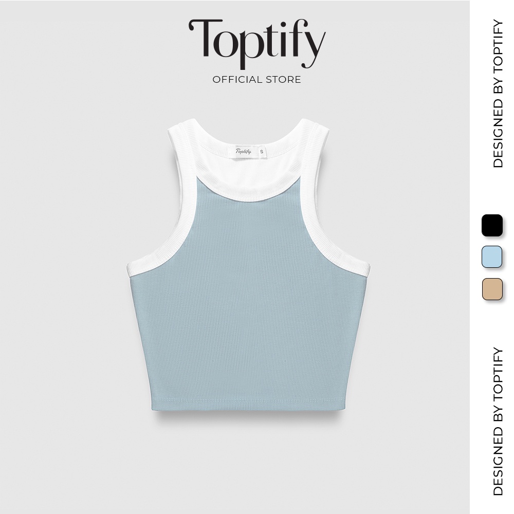 Áo croptop nữ sát nách TOPTIFY kiểu viền cổ lưng phối màu Lula Top AC68
