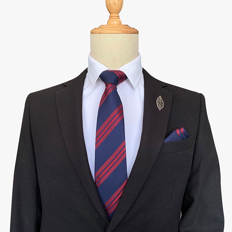 Set cà vạt và khăn tay EFAN 8cm họa tiết kẻ sọc nhiều màu tùy chọn thời trang cho nam