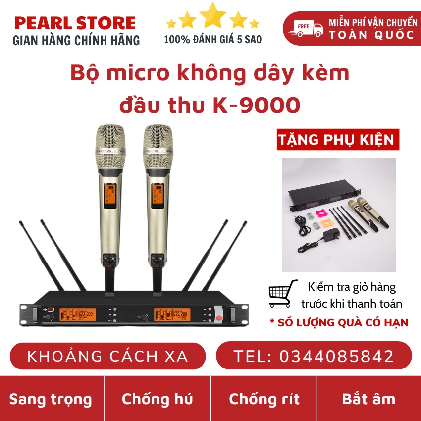 Micro Không Dây Cao Cấp KAW K9000 sóng UHF, chống rú, chống rít, bắt âm nhạy, ấm.
