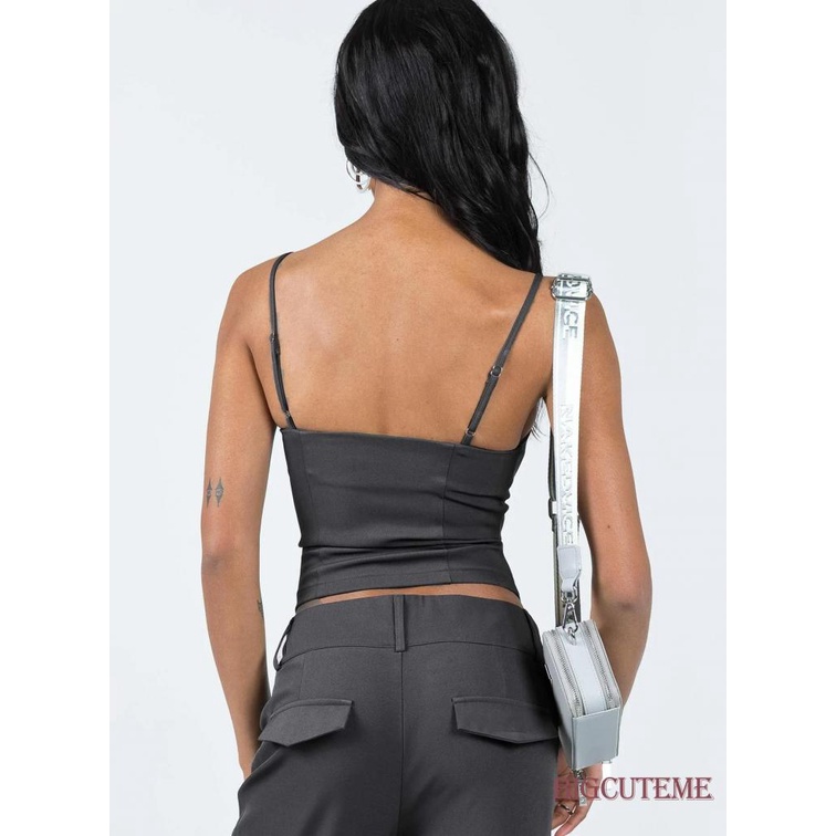 Áo Lửng Hai Dây Hở Lưng Phong Cách Vintage Gợi Cảm Cho Nữ