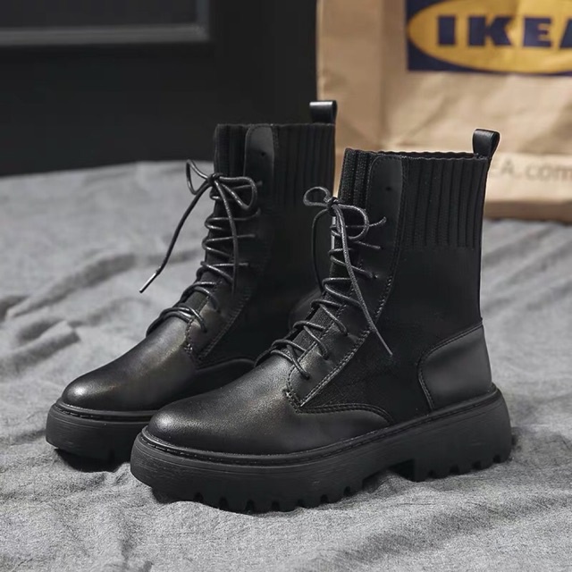 [Order] Boot Ulzzang Cổ Nỉ - Bốt Da Nữ Ulzzang