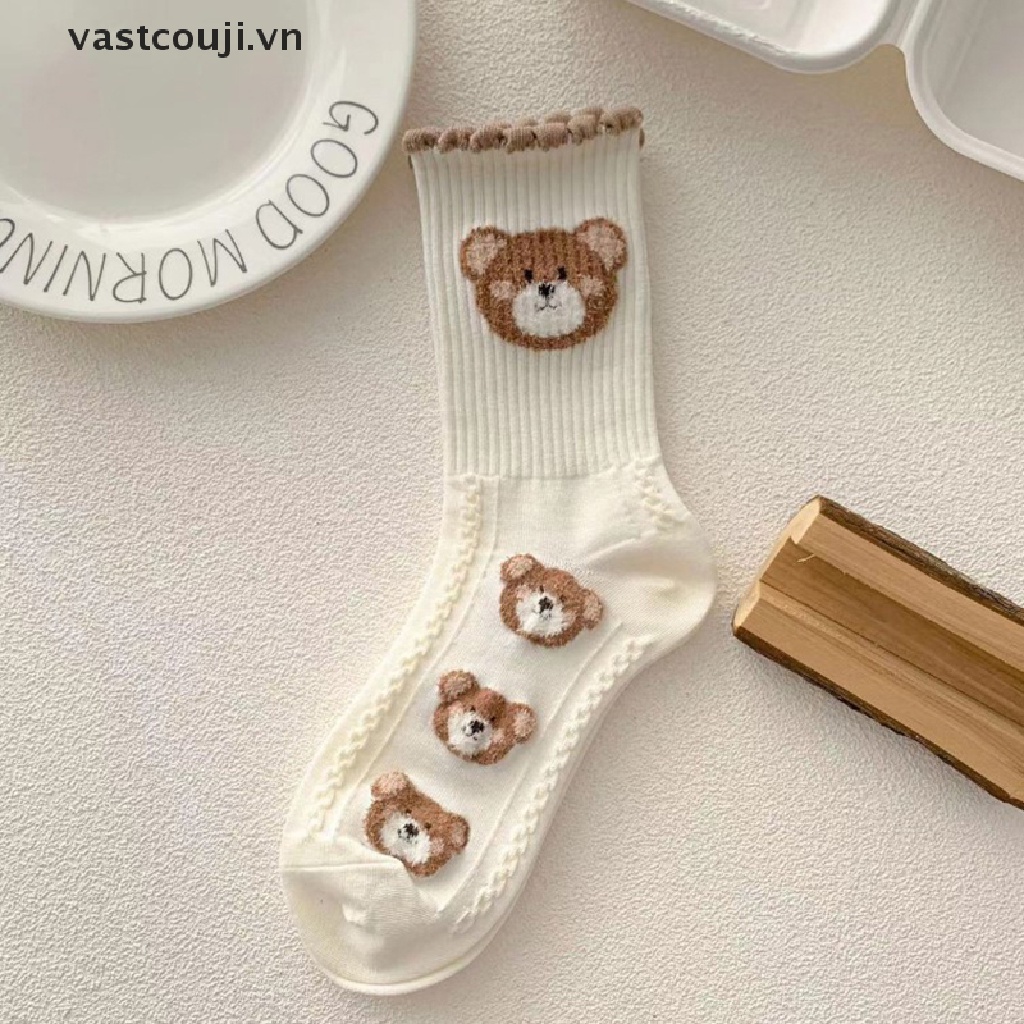 Vớ Họa Tiết Gấu VASTJI Hoạt Hình Phong Cách Harajuku Nhật Bản Đáng Yêu Vui Nhộn Cho Nữ