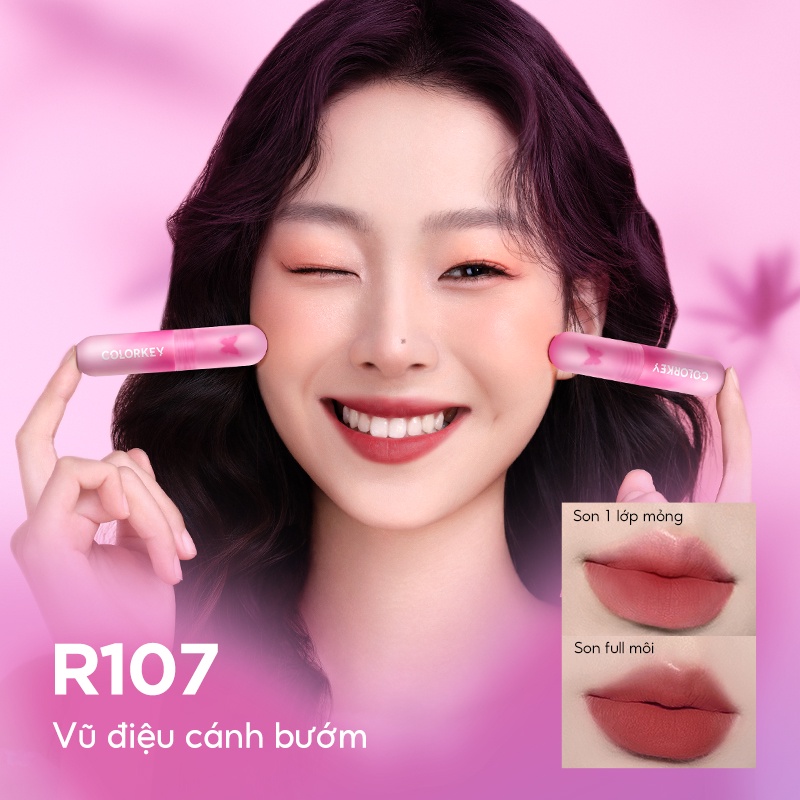 Bộ 4 son bùn nhung mịn COLORKEY lâu trôi phiên bản cánh bướm giới hạn 2g * 4