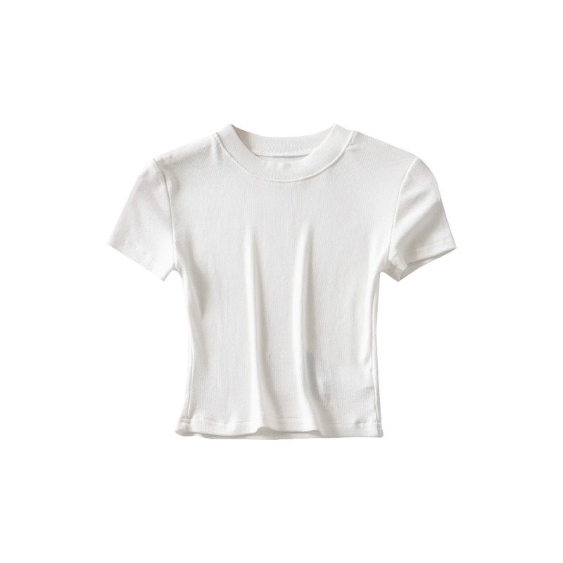 Áo croptop nữ body trơn ngắn tay JUNE.SG chất thun gân form basic D012