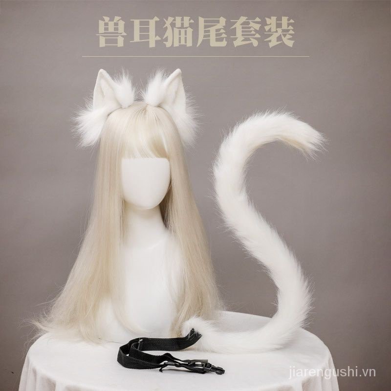 Cat ear cat tail simulation ear hairband maid cat ear Lolita headdress beast ear tail 0D25