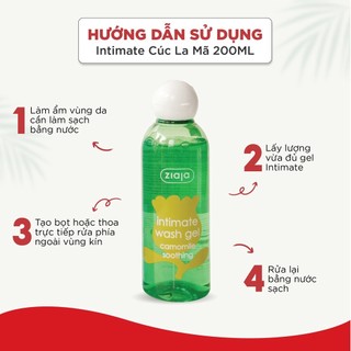 Dung dịch vệ sinh ziaja intima cúc la mã dịu nhẹ làm sạch khử mùi hôi hàng nội địa balan 200ml