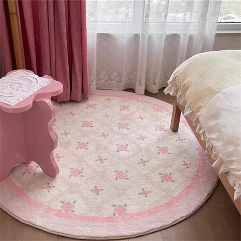 ⭐Thảm Lót Sàn Hình Hoa Trang Trí Nhà Cửa⭐Thảm Lót Sàn Hình Tròn Chất Liệu Cashmere Nhân Tạo Dày Dặn Họa Tiết Hoạt Hình Trang Trí Phòng Khách / Phòng Ngủ