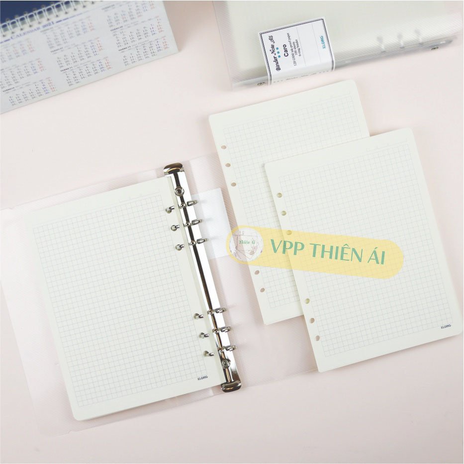 Sổ còng sắt A5 caro 200tr Klong 120/76 MS 994, 993, 996, 998 bìa trắng trong - VPP Giá sỉ