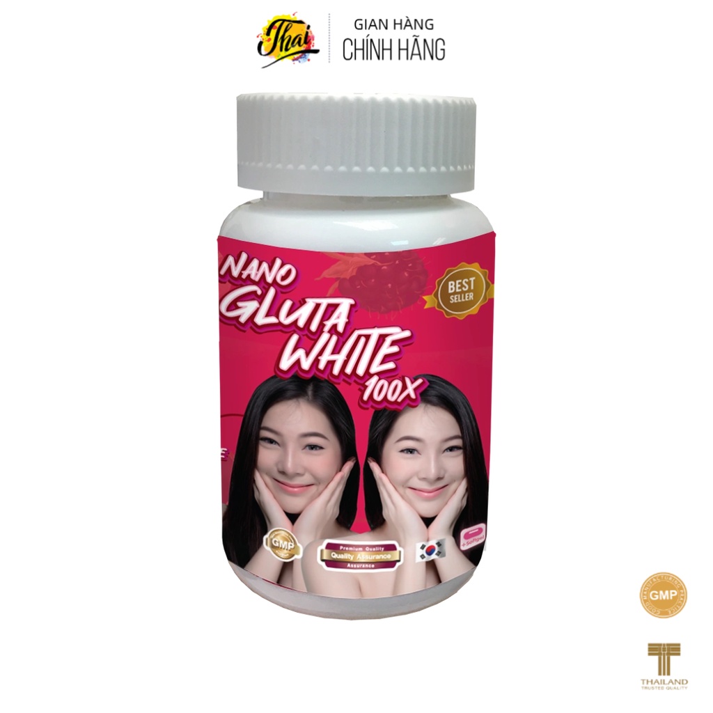 Viên trắng da Nano Gluta White 100X 2000000mg L- Glutathione thái làm đều màu da xóa thâm sắc số da