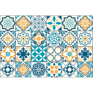 Decal Dán Bếp GẠCH BÔNG XANH DA TRỜI - Kích thước: (40x60)cm (Đổi mẫu)