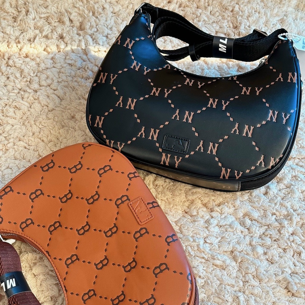 Túi MLB hobo nữ kẹp nách dây đeo bảng to chất da dày dặn form siêu nét