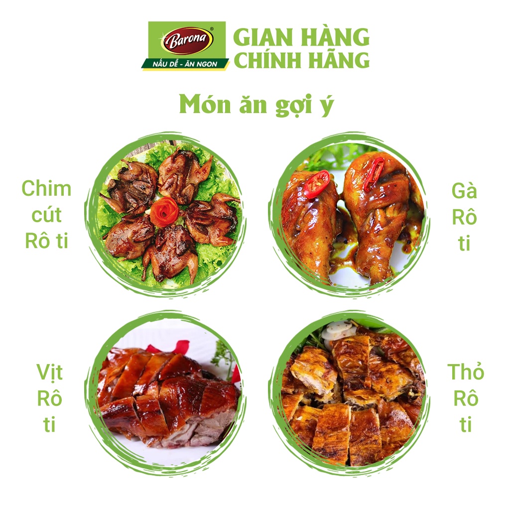 Combo 1 hộp (20 gói) Gia Vị Rô Ti Barona 80g ướp ngon chuẩn vị không cần nêm nếm