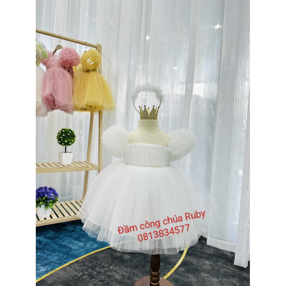 Đầm ren phồng tay xù cao cấp