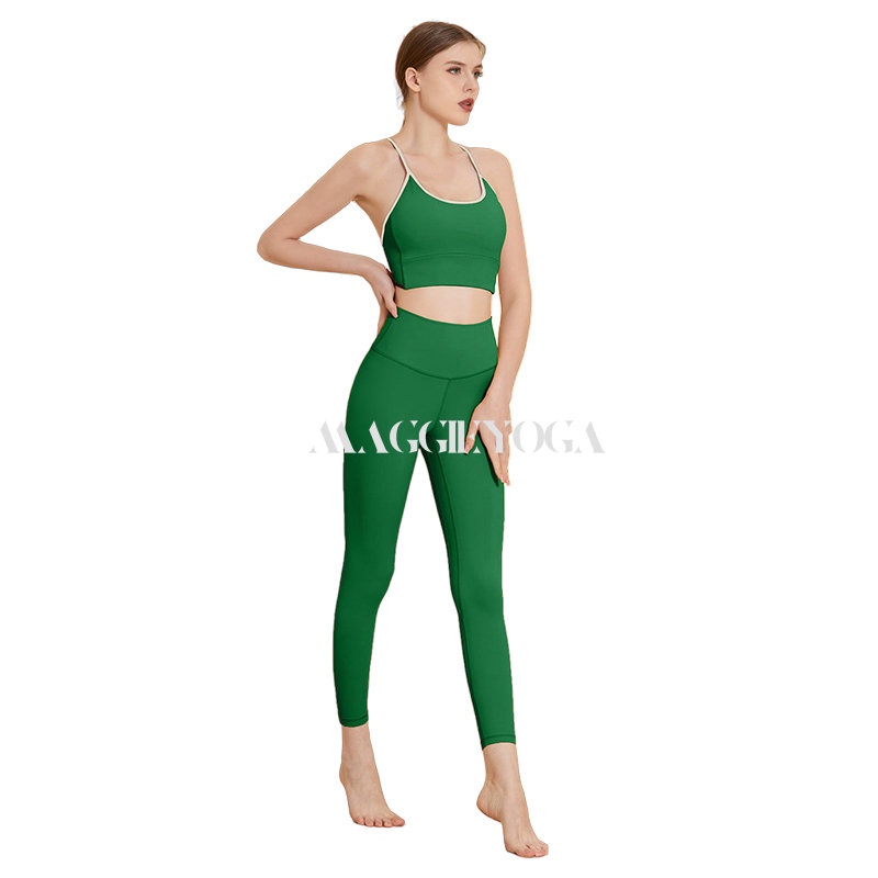 Bộ Đồ Tập Yoga Áo Ngực Thể Thao Dây Chéo Sau Lưng Không Đường May