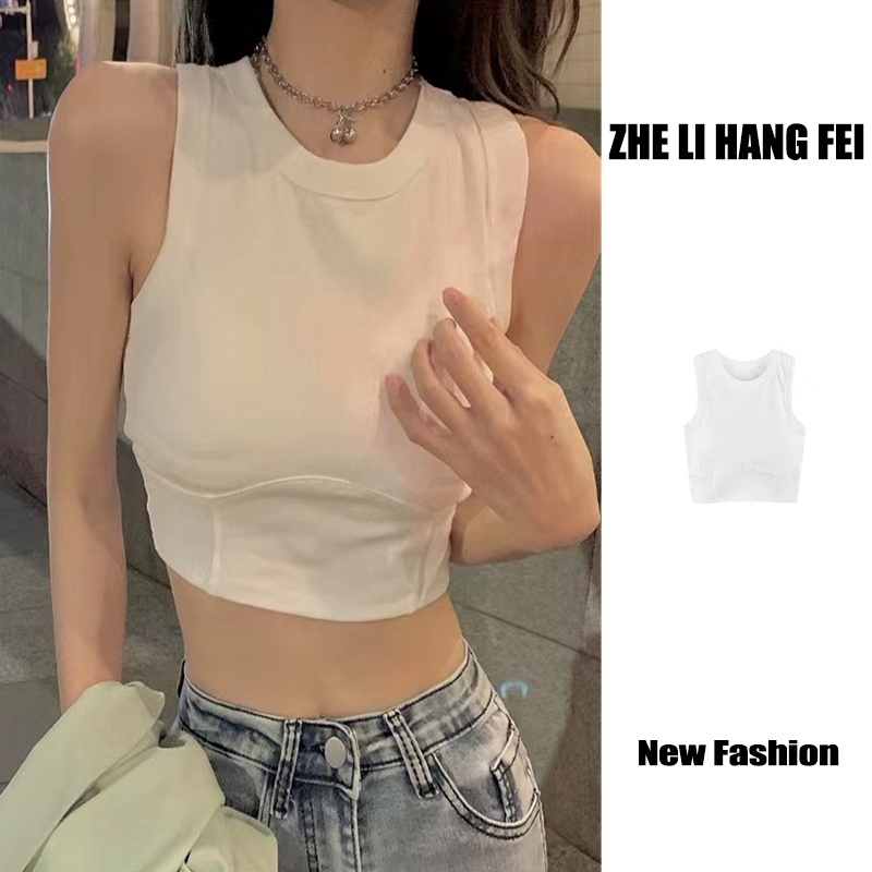ZHELIHANGFEI Áo Croptop Sát Nách Lưng Cao Thiết Kế Quyến Rũ Cho Phái Nữ