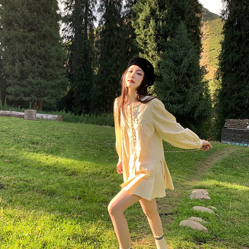 Đầm Dài Tay Dáng Ôm Phong Cách Pháp Cổ Điển Thời Trang Mùa Thu Hàng Mới Dành Cho Bạn Nữ YF54