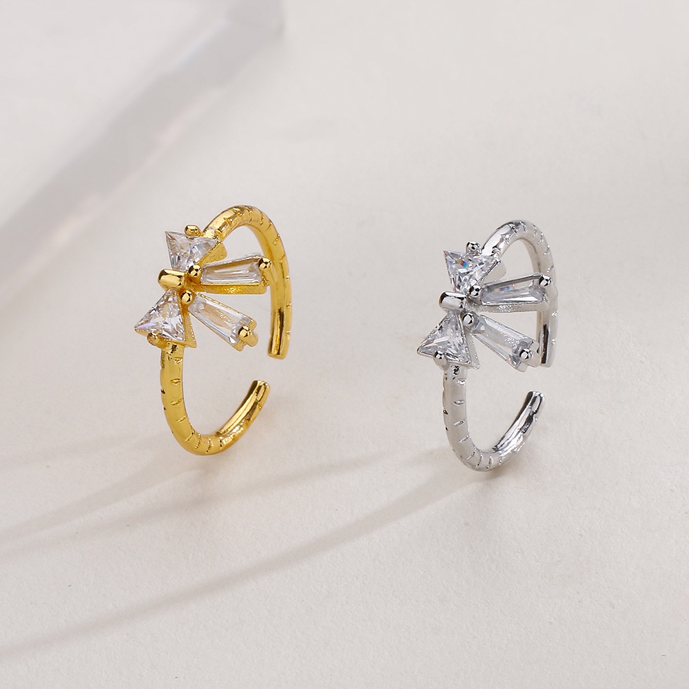 Nhẫn Hình Nơ Đính Đá Lấp Lánh Phong Cách Thời Trang Pháp