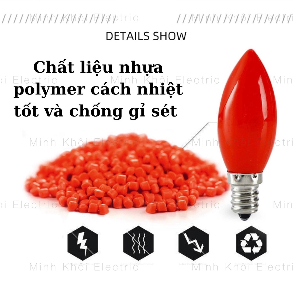 Bộ 10 Bóng Đèn Quả Nhót Đỏ Lắp Đèn Thờ, đèn trái ớt, bóng nhót E12