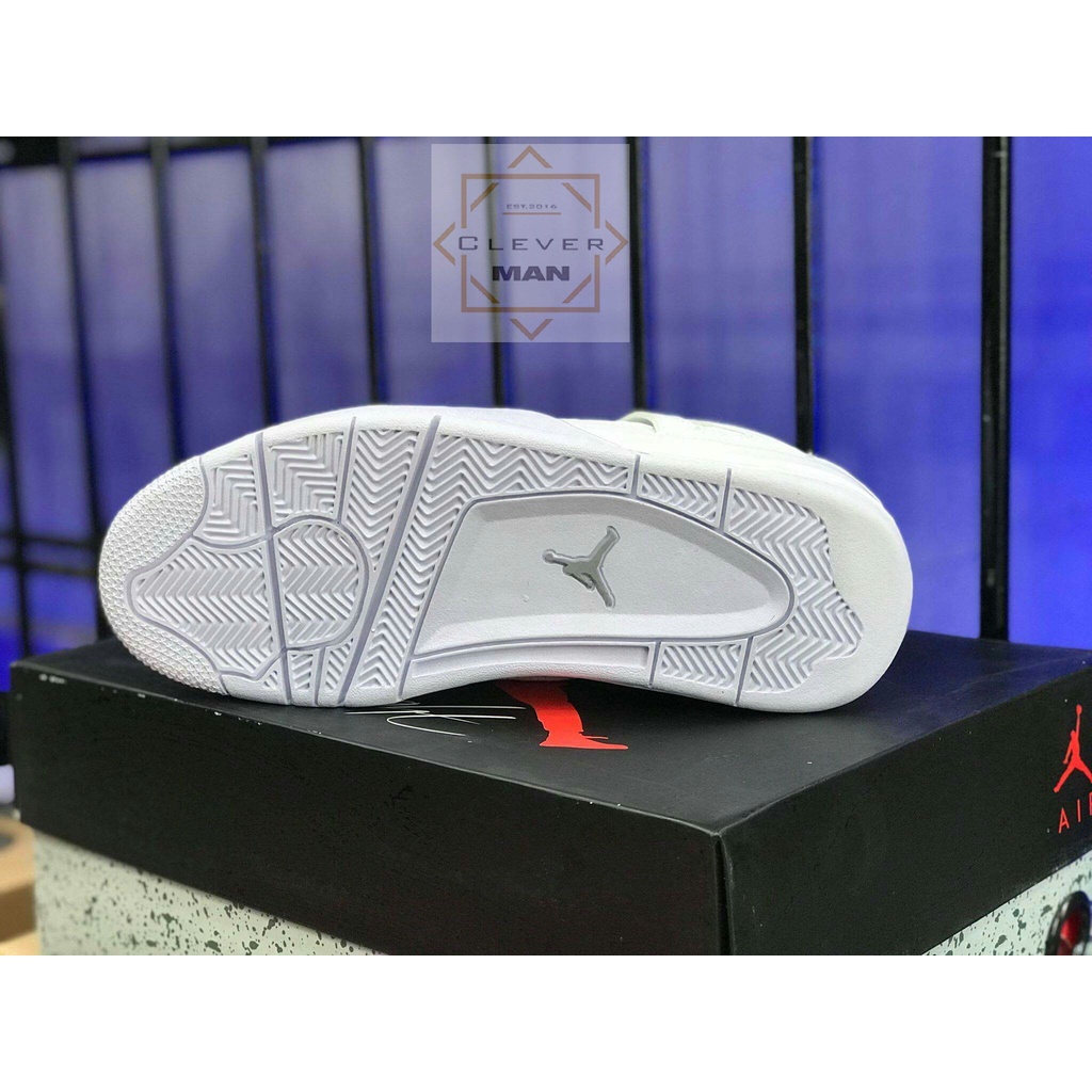 Giày Thể Thao Air Jordan 4 Pure Money Full Trắng Cổ Thấp Cực Phong Cách Cho Cả Nam Và Nữ Clever Man Store