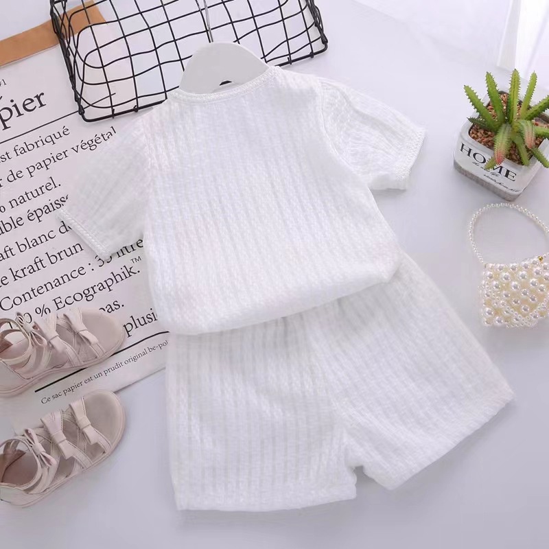 Milo Set Áo Thun Ngắn Tay + Quần short Thời Trang Mùa Hè Dễ Thương Cho Bé Gái