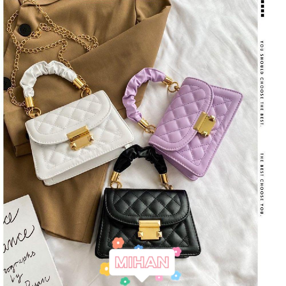 Túi Xách Cỡ Lớn Phối Dây Xích Đeo Vai Kiểu Hàn Quốc Dễ Thương Cho Nữ MIHAN1