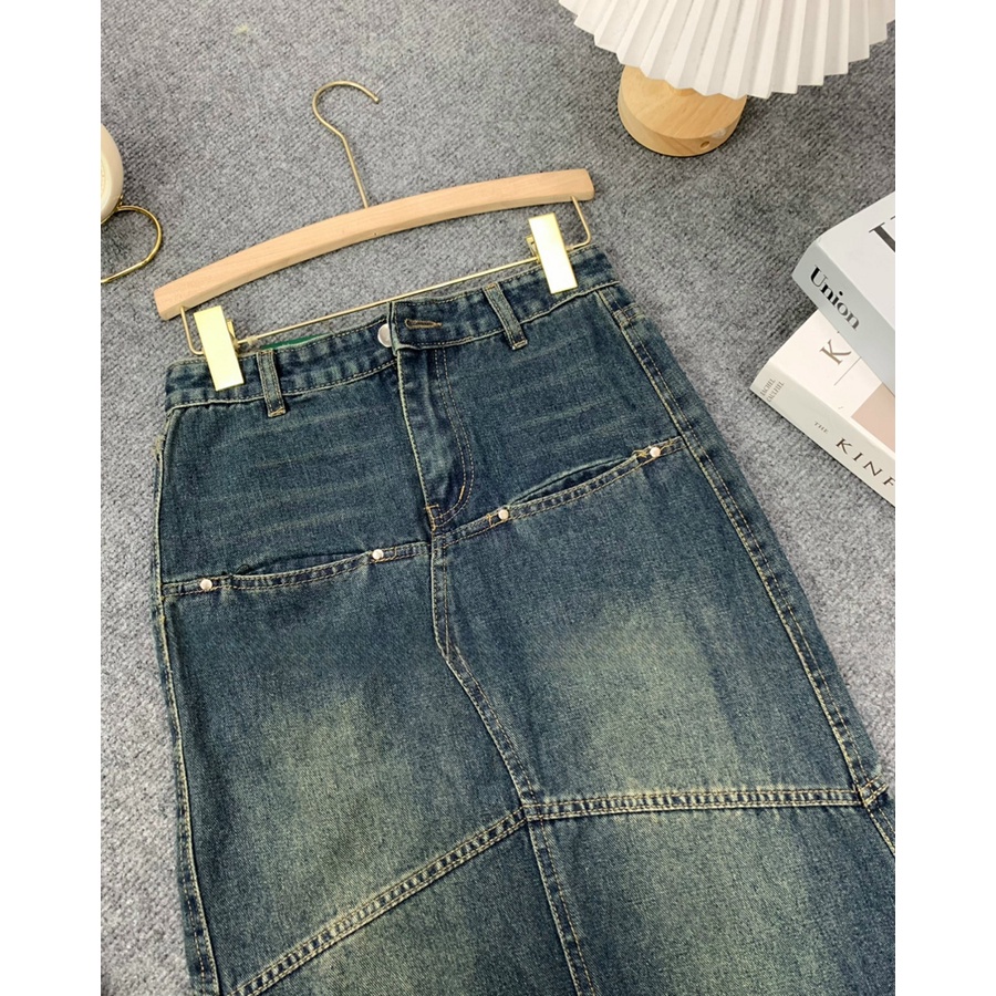 Chân váy jeans đuôi cá dáng ôm dài siêu hách dáng phong cách Hàn